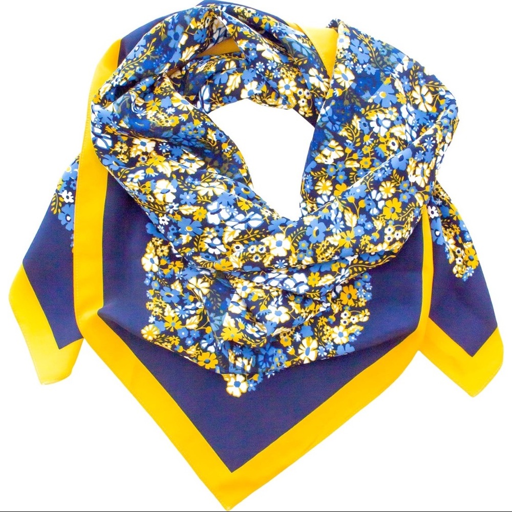 MICHAEL KORS Blue Yellow Floral Scarf NWT